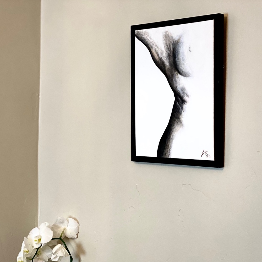 Nude original painting Body in shade singned, artist J Cruz acrylic hand painted - Picture 1 of 9